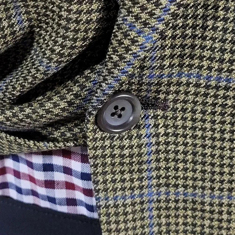 Saks Fifth Avenue KINGSWOOD SPJ Men's Sport Coat‎ Blazer Houndstooth Beige 42R